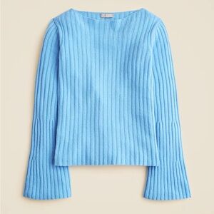 NWT J. Crew Vintage Wool Ribbed Boatneck Sweater M Heather River